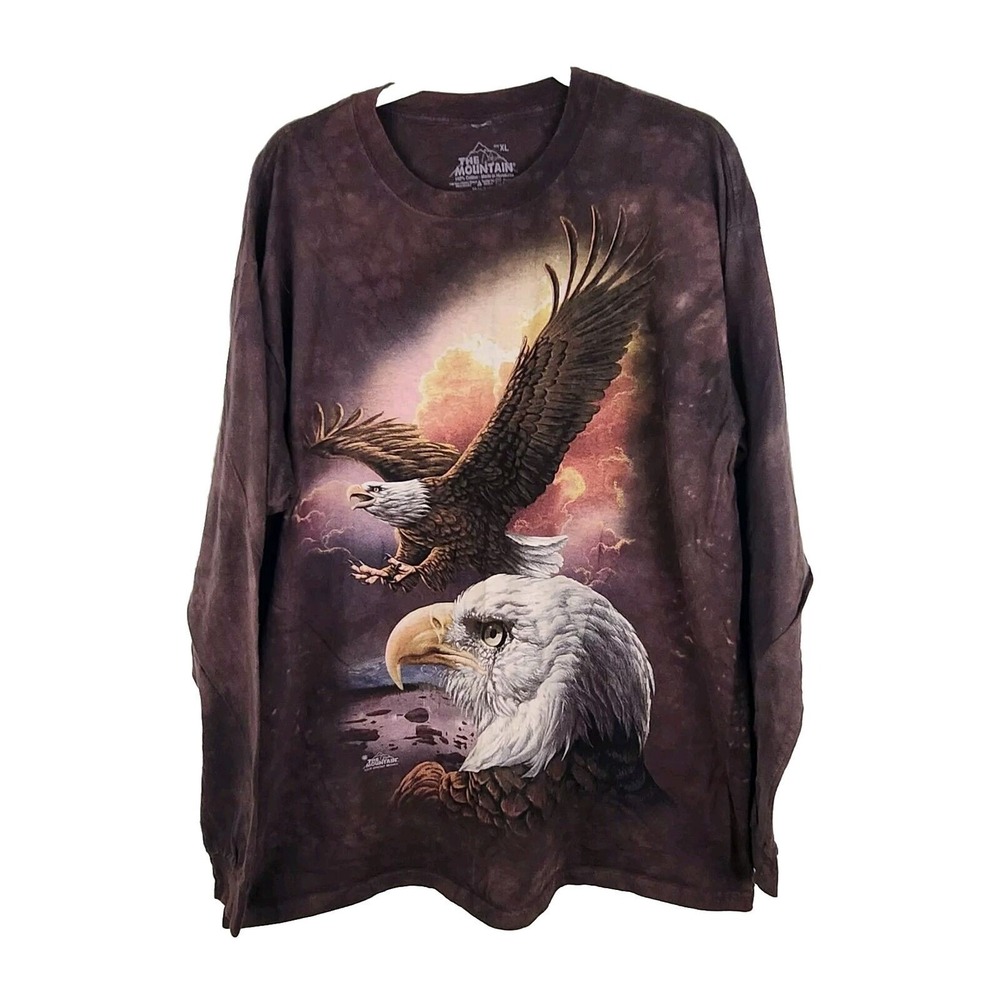 The Mountain 2011 Long Sleeve XL Shirt‎ Tie Dye Bald Eagle Animal Americana
